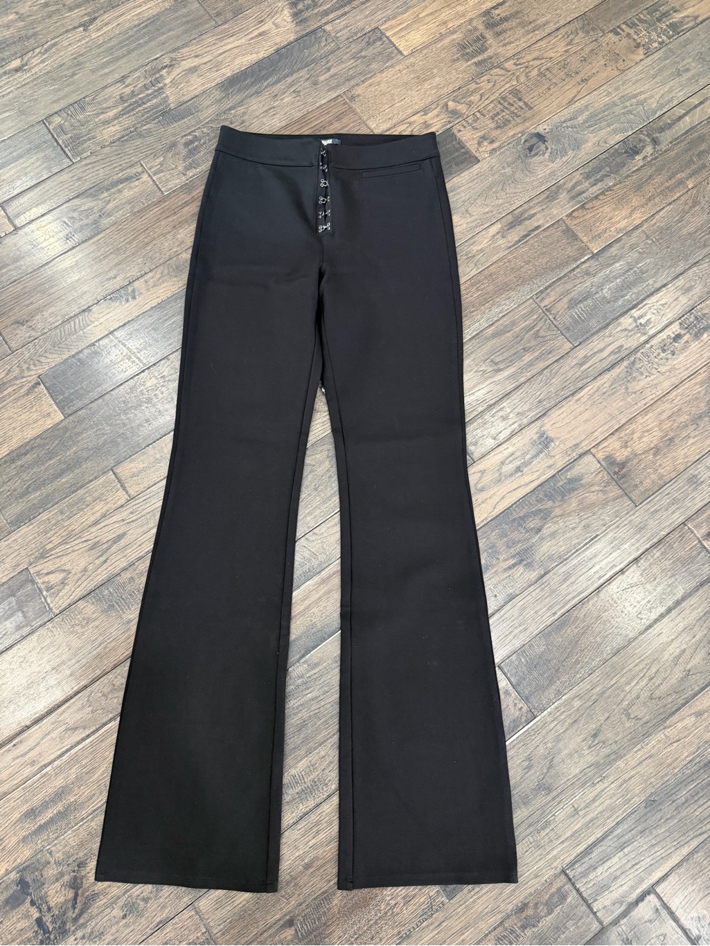 Paige Black Wide Leg Ponte Pants 29 High Rise Stretch Trouser Nwot